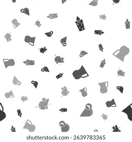 Set Glass with water, Water drop, Jug glass and  on seamless pattern. Vector