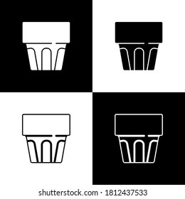 Set Glass with water icon isolated on black and white background. Soda drink glass. Fresh cold beverage symbol. Vector.
