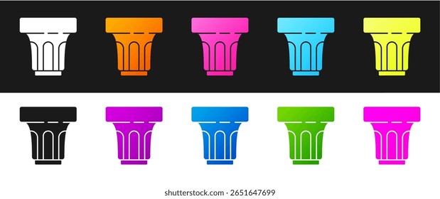 Set Glass with water icon isolated on black and white background. Soda glass.  Vector Illustration