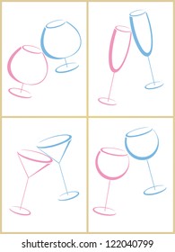 Set of glasses of alcohol drinks