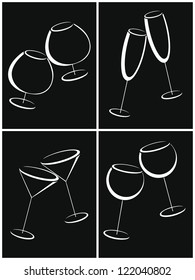 Set of glasses of alcohol drinks