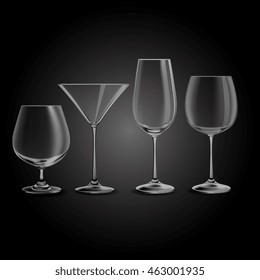 Set of glasses for alcoholic drinks