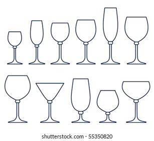 Set of glasses for alcoholic drinks