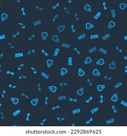 Set Glasses, Bear head on shield, Lighter and Hunting horn on seamless pattern. Vector