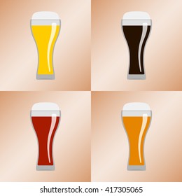 Set of glasses with beer