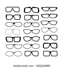 set of glasses. black and white vector illustration