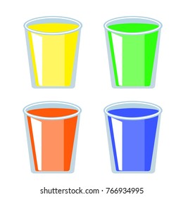 A set of glasses with drinks, vector illustration. Flat design.