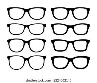 Set of Glasses in flat style isolated