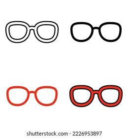 Set of Glasses in flat style isolated