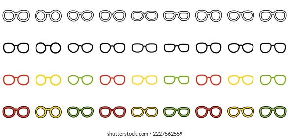 Conjunto de lentes aislados en estilo plano