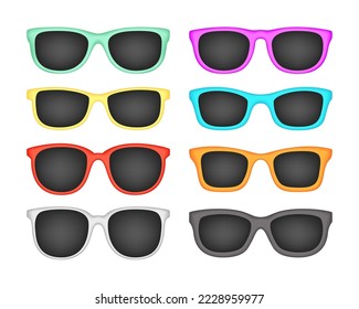 Set of Glasses in flat style isolated