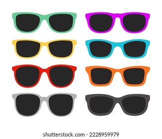 Set of Glasses in flat style isolated