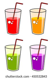 Set of glasses with fruit juice