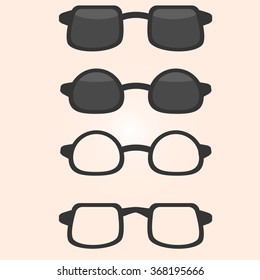 Set of glasses with glass and without glass. Vector illustration