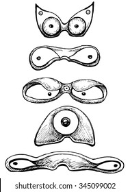 Set of glasses - hand drawn vector illustration, isolated on white