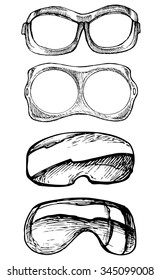 Set of glasses - hand drawn vector illustration, isolated on white