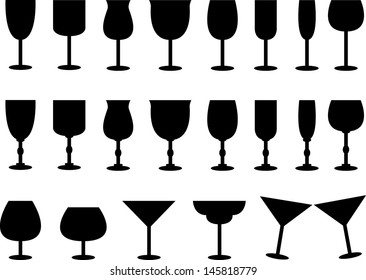 Set of glasses illustrated on white
