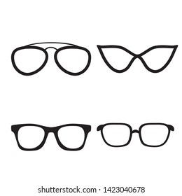 set of glasses isolated. glasses model icons. Sunglasses, glasses, isolated on white background