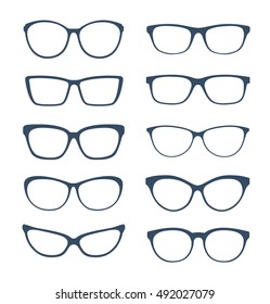 Set of glasses isolated on white background. Vector illustration. Ready for your design