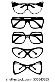 Set of glasses isolated on white background. Vector illustration