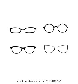 Set of glasses isolated on white background, vector illustration.
