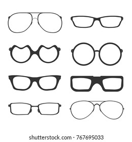 A set of glasses isolated. Vector illustration.