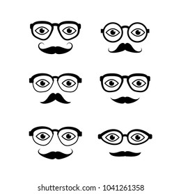 set glasses, mustache icon vector