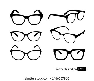 Set of glasses on white background. 
Set of glasses icon.