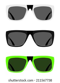 Set of glasses on a white background