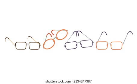 Un conjunto de gafas para un político. Elección de vasos para mejorar la visión. Colección. Ilustración vectorial.