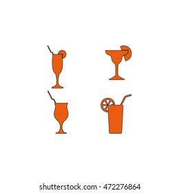 Set of Glasses Silhouette.