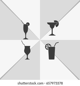 Set of Glasses Silhouette.