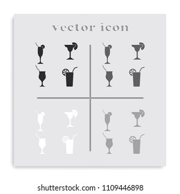 Set of glasses silhouette flat black and white vector icon.