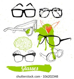Set glasses and sunglasses