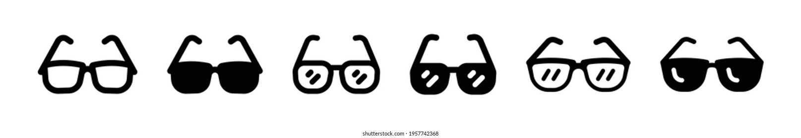Set of glasses and sunglasses icon vector illustration.