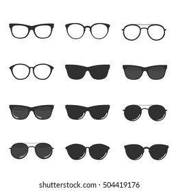 Set Of Glasses And Sunglasses Icon - Vector