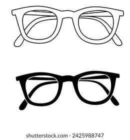 set of glasses and sunglasses, on a white background
