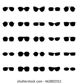 Set of glasses and sunglasses, vector illustration