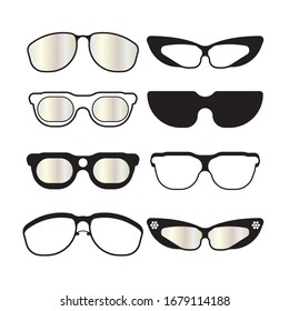 Set of Glasses symbol vector icon design template
