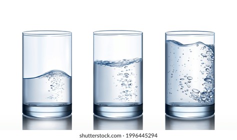 Satz Brillen mit Wasser auf weißem Hintergrund. Vektorgrafik