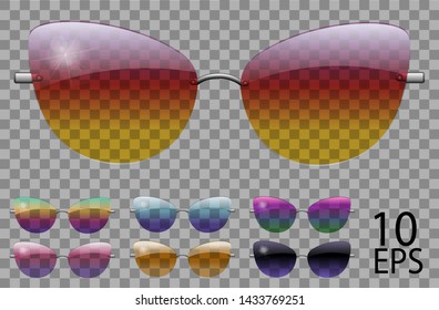 Set glasses.butterfly cat eye shape.transparent different color.sunglasses.3d graphics.rainbow chameleon  pink  blue  purple  yellow  red  green  orange  black.unisex women men