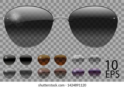 Set glasses.Police drops aviator shape.transparent different color black  brown purple.sunglasses.3d graphics.unisex, women, men