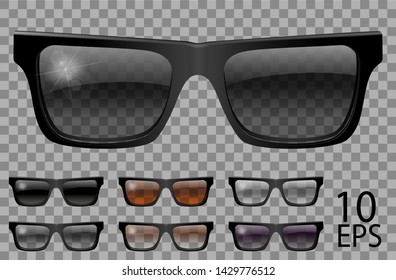 Set glasses.trapezoid shape.transparent different color black  brown purple.sunglasses.3d graphics.unisex  women men