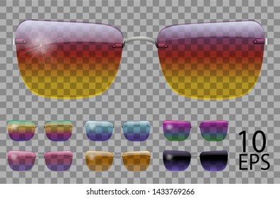 Set glasses.trapezoid shape.transparent different color.sunglasses.3d graphics.rainbow chameleon  pink  blue  purple  yellow  red  green  orange  black.unisex women men