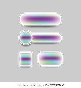 Conjunto de diseño de elemento de forma de icono de Botón de desenfoque de Glassmorphism
