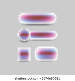 Conjunto de interfaz de elemento de forma de icono de Botón de desenfoque de Glassmorphism