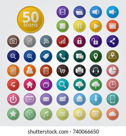Set of glassy icon for moble and web