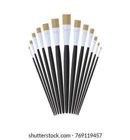 set of glaze paint brushes, collection of color painting accessory, artist tools, vector illustration