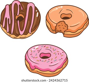Set of glazy donuts vector illustration