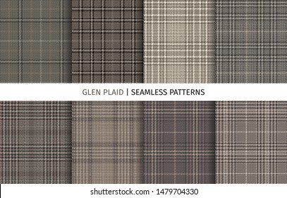 Set of glen check seamless patterns.